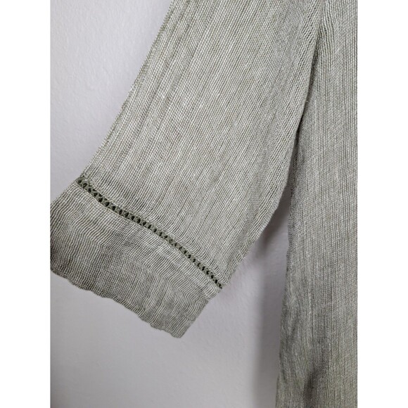Pure Jill Green Linen Three Quarter Sleeve Top Medium - Picture 4 of 8